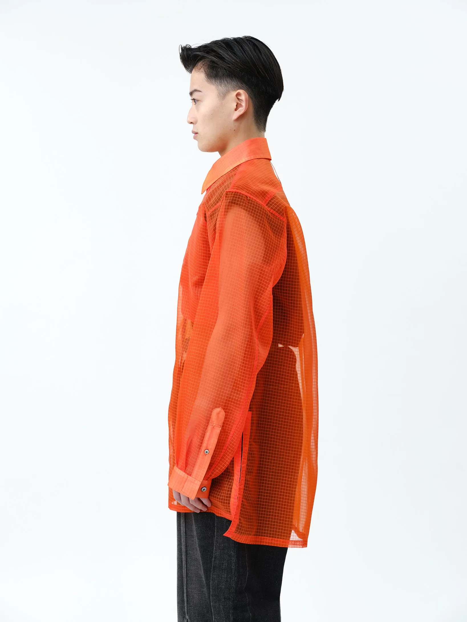 TRANSPARENT RIP-STOP SEAM POCKET SHIRT .11【ORANGE】
