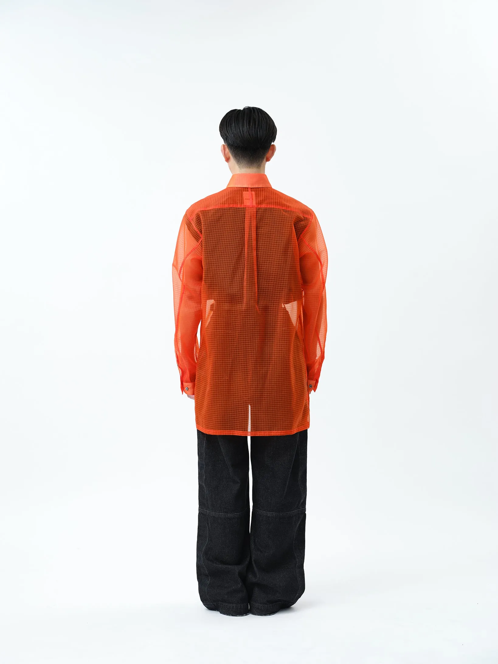 TRANSPARENT RIP-STOP SEAM POCKET SHIRT .11【ORANGE】