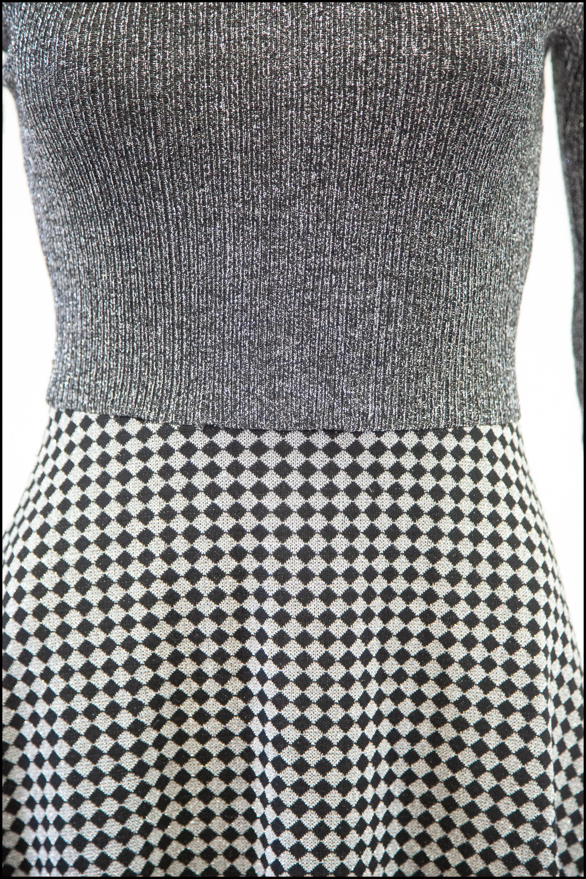 Vintage 1970s Silver Lurex Knit Maxi Dress