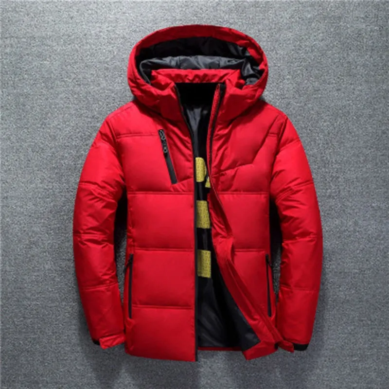 Voguable Winter Jacket Mens High Quality Thermal Thick Coat Snow Red Black Parka Male Warm Outwear White Duck Down Jacket Men