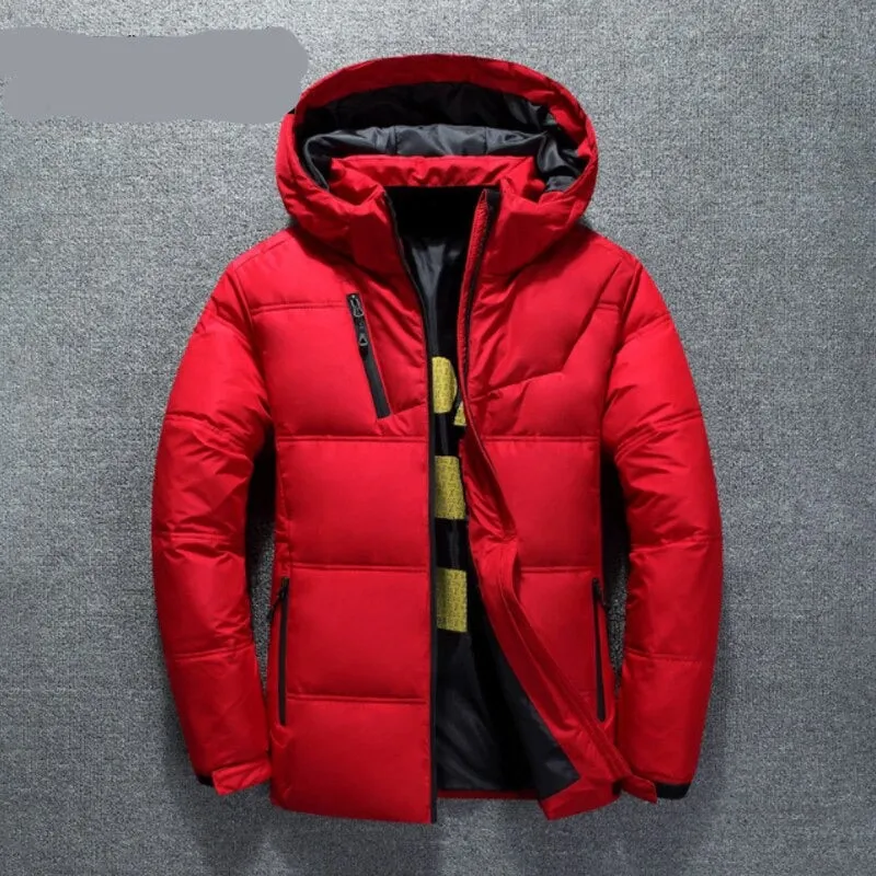 Voguable Winter Jacket Mens High Quality Thermal Thick Coat Snow Red Black Parka Male Warm Outwear White Duck Down Jacket Men