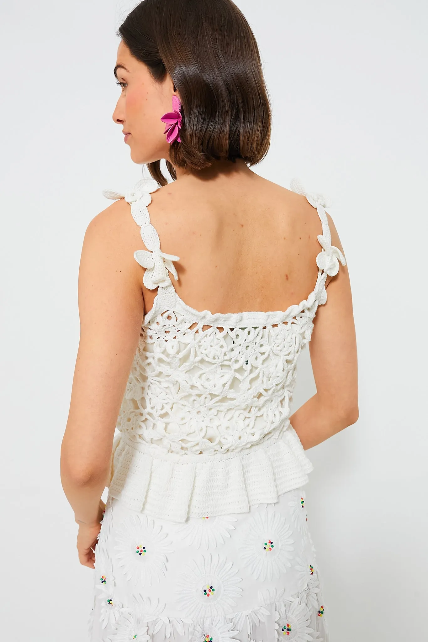 White Flowers Crochet Top