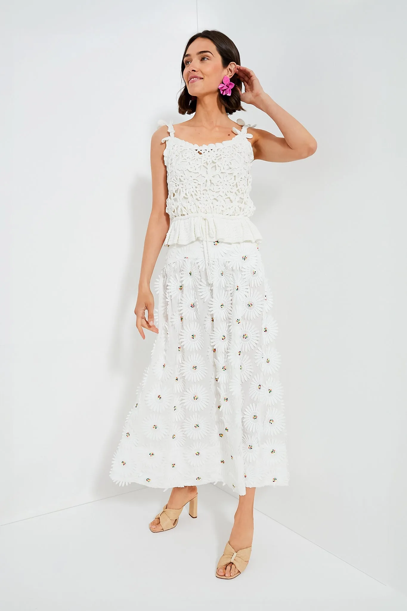 White Flowers Crochet Top