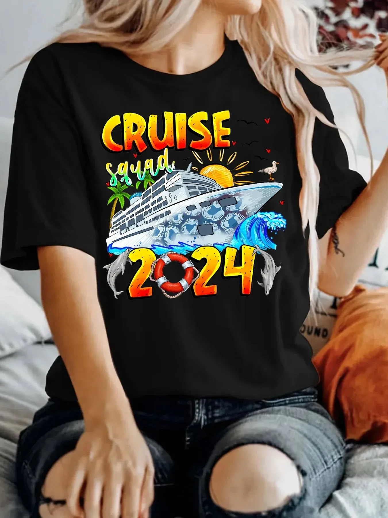 Women's Casual Spring & Summer Short Sleeve Tee for Crew Neck T-shirt